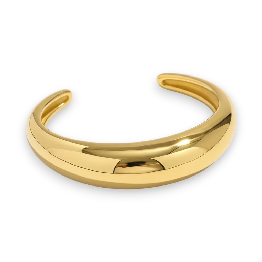 Ατσάλινο Χρυσό Βραχιόλι Cuff με Γυαλιστερό Φινίρισμα (B1756)