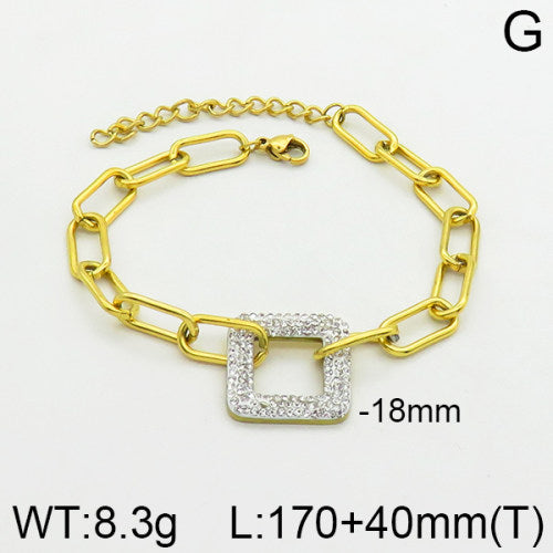 Ατσάλινο βραχιόλι με τετράγωνο διακοσμητικό στοιχείο με ζιργκόν (B3228)