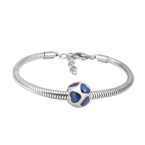 Ατσάλινο βραχιόλι με charm ασημί (B3290)