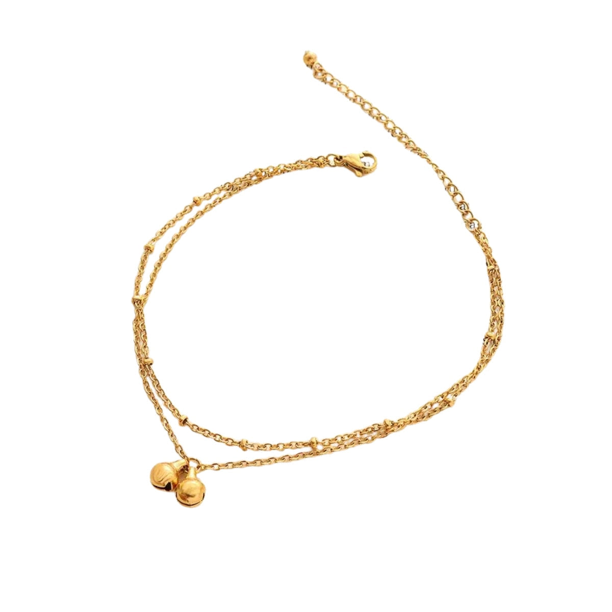 Ατσάλινο βραχιόλι ποδιού με διπλή αλυσίδα 18k (A1011)