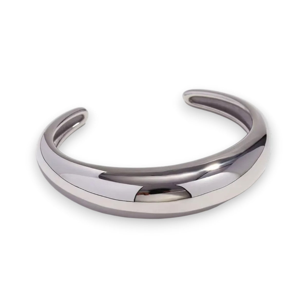 Ατσάλινο Ασημί Βραχιόλι Cuff με Γυαλιστερό Φινίρισμα (B1757)