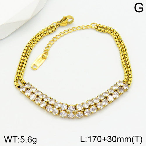 Ατσάλινη διπλή αλυσίδα χεριού ριβιέρα 18k (B3039)