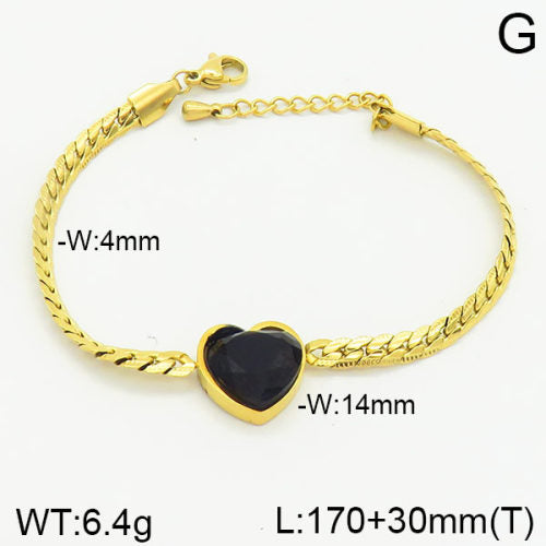Ατσάλινη αλυσίδα χεριού με καρδιά 18k (B3041)