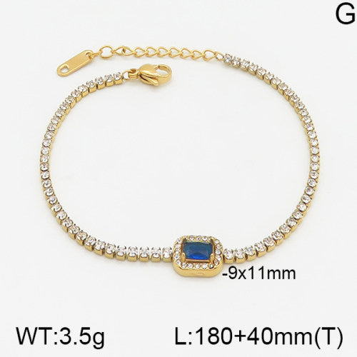 Ατσάλινο βραχιόλι ριβιέρα με μπλε πέτρα 18k (B3056)