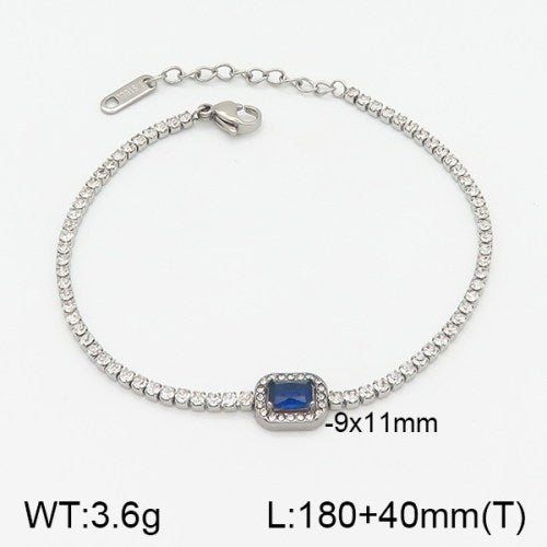 Ατσάλινο βραχιόλι ριβιέρα με μπλε πέτρα ζιργκόν (B3061)