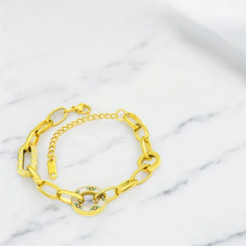 Ατσάλινο βραχιόλι με κυκλικό στοιχείο 18k (B3099)