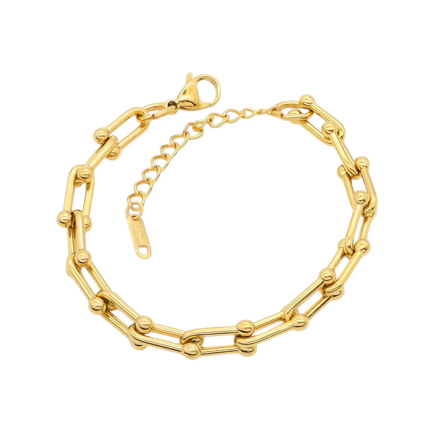 Επιχρυσωμένο Ατσάλινο Βραχιόλι με Κρίκους (Β3350)