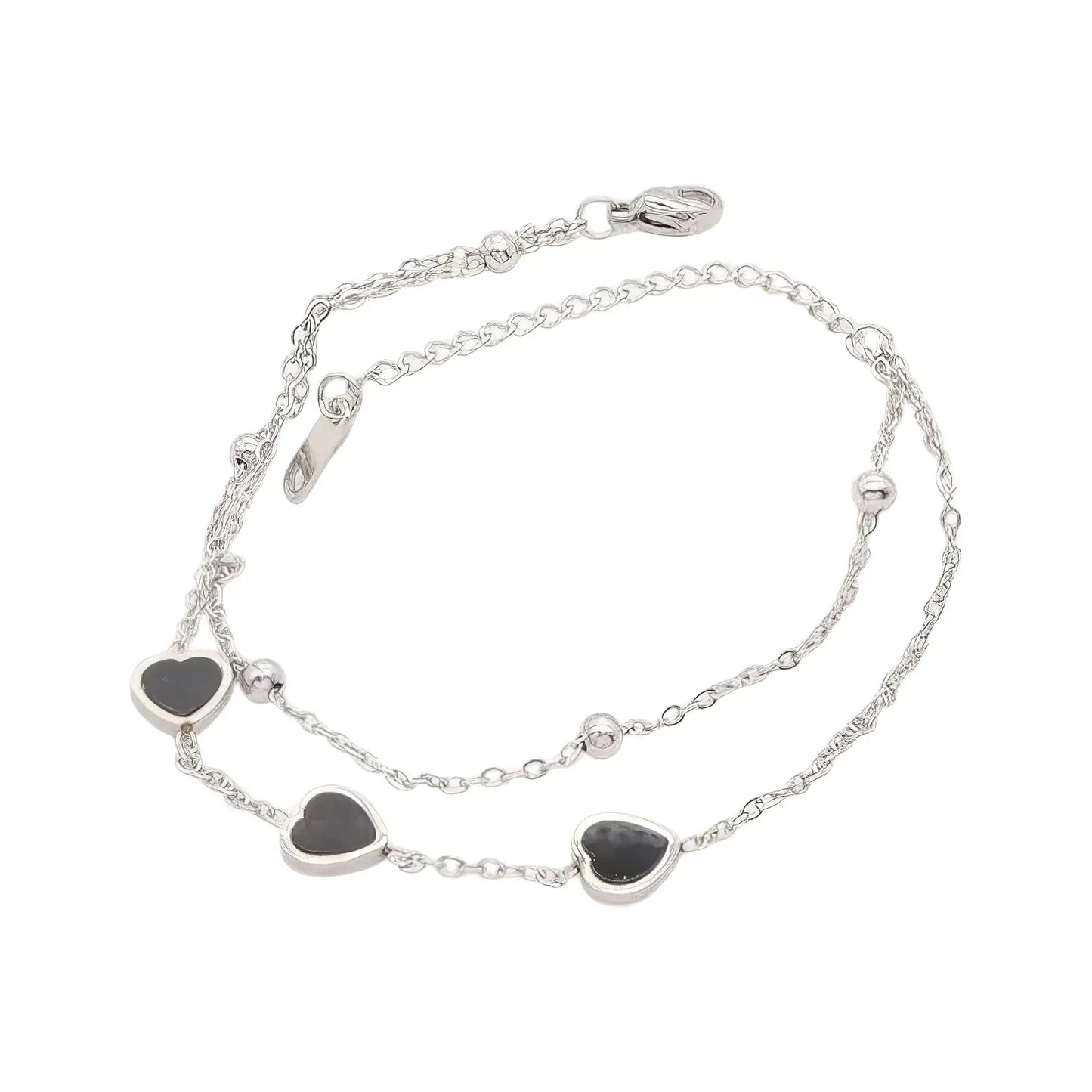 Ατσάλινο Διπλό Βραχιόλι με Καρδιές (Β3355)