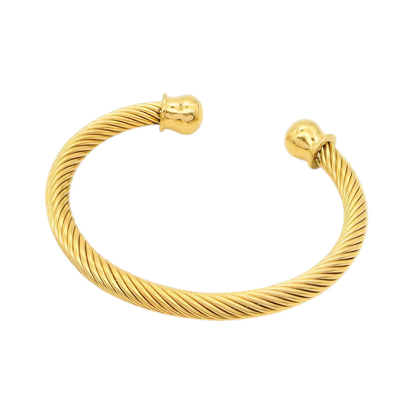 Επιχρυσωμένο Ατσάλινο Βραχιόλι "Cuff" με Στριφτή Υφή (Β3361)