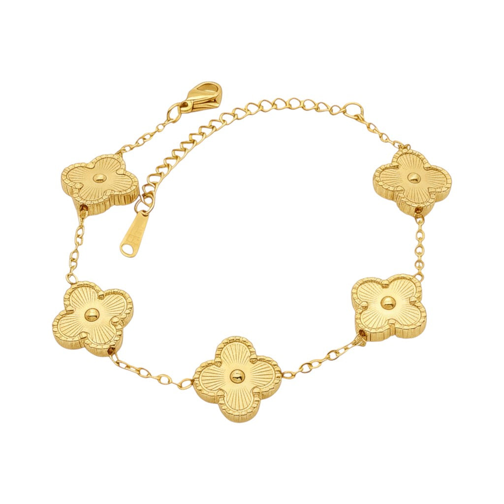 Ατσάλινο βραχιόλι με μοτίφ τετράφυλλο – Χρυσό (B3503)