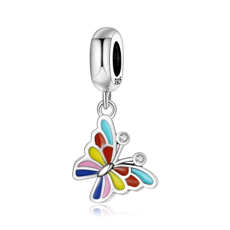 Charm από ασήμι 925 πολύχρωμη πεταλούδα (C1124)
