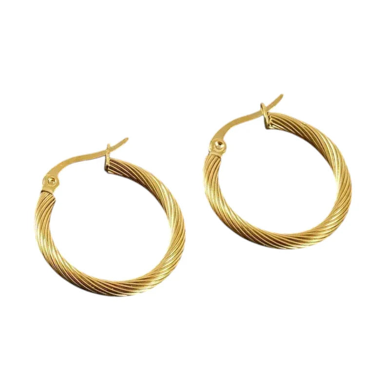 Ατσάλινοι Κρίκοι Επιχρυσωμένοι 18k 2.3cm (E1545)