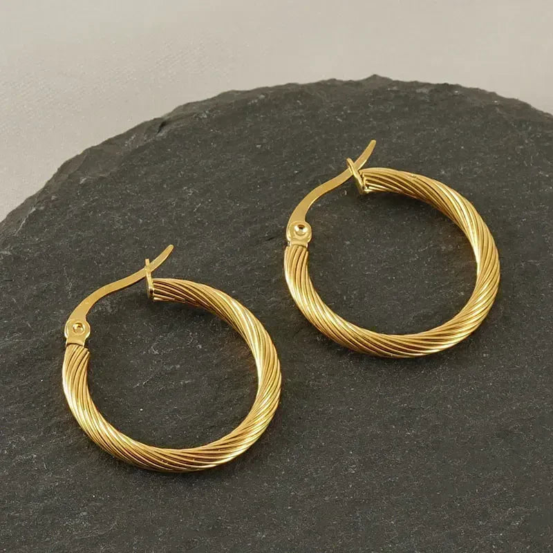Ατσάλινοι Κρίκοι Επιχρυσωμένοι 18k 2.3cm (E1545)