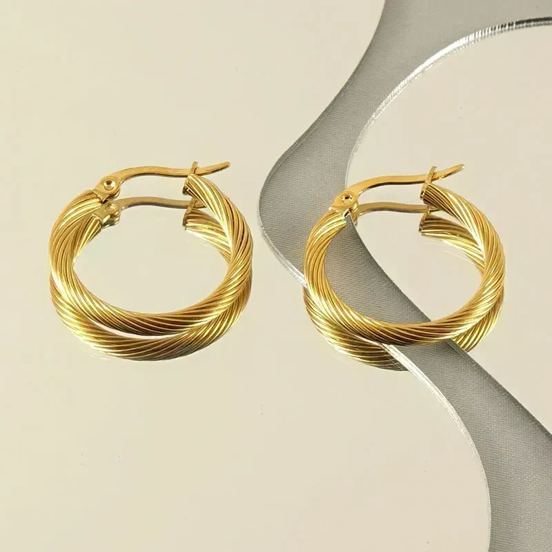 Ατσάλινοι Κρίκοι Επιχρυσωμένοι 18k 2.3cm (E1545)