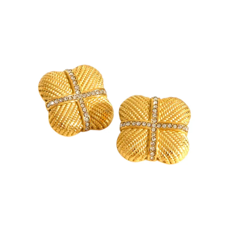Ατσάλινα καρφωτά σκουλαρίκια με ζιργκόν 1.8cm (E1532)