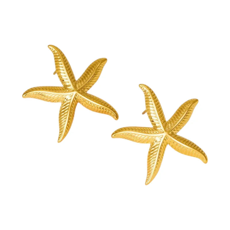 Χρυσά Σκουλαρίκια Αστερίας από Ατσάλι 2.7cm (Ε1584)