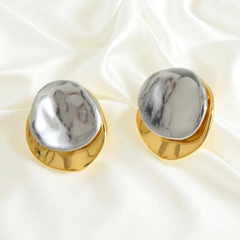 Ατσάλινα Σκουλαρίκια – Χρυσό & Ασημί (E1604)