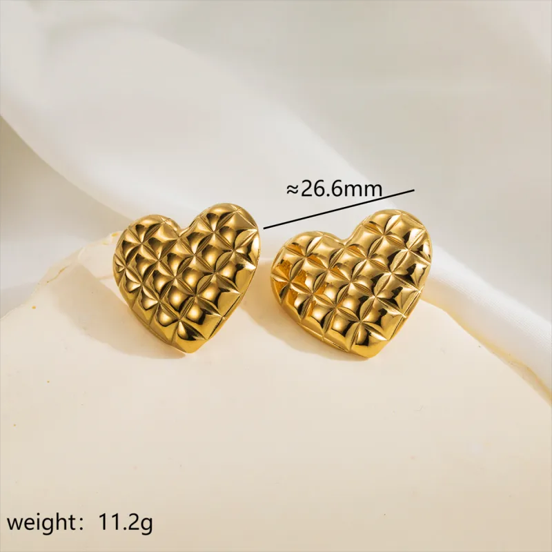 Ατσάλινα καρφωτά σκουλαρίκια καρδιά 2.5cm (E1631)