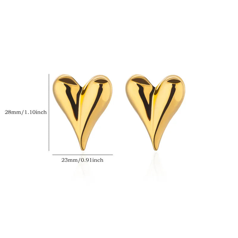Ατσάλινα καρφωτά σκουλαρίκια καρδιά 2.8cm (E1706)