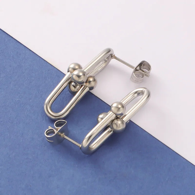 Ατσάλινα καρφωτά σκουλαρίκια ασημί 1.6cm (E1723)