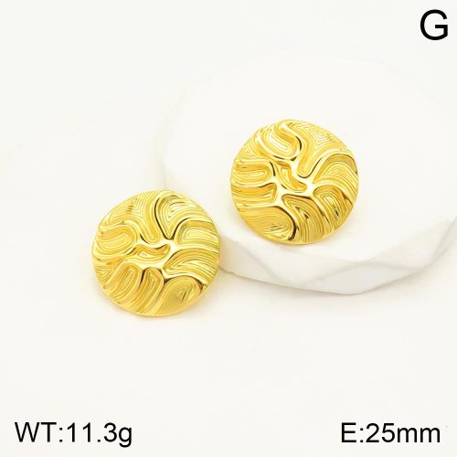 Ατσάλινα καρφωτά σκουλαρίκια με εντυπωσιακό ανάγλυφο 2.5cm (E3073)