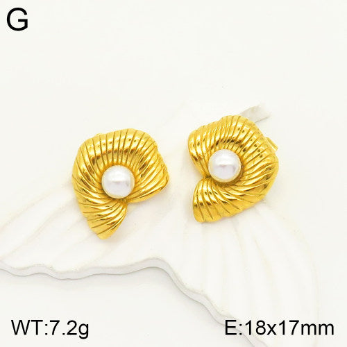 Ατσάλινα καρφωτά σκουλαρίκια με πέρλα 1.8cm (E3095)