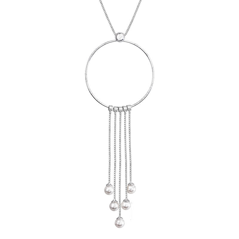 Κολιέ από ορείχαλκο μακρύ με Swarovski crystal white 117cm (F1094)