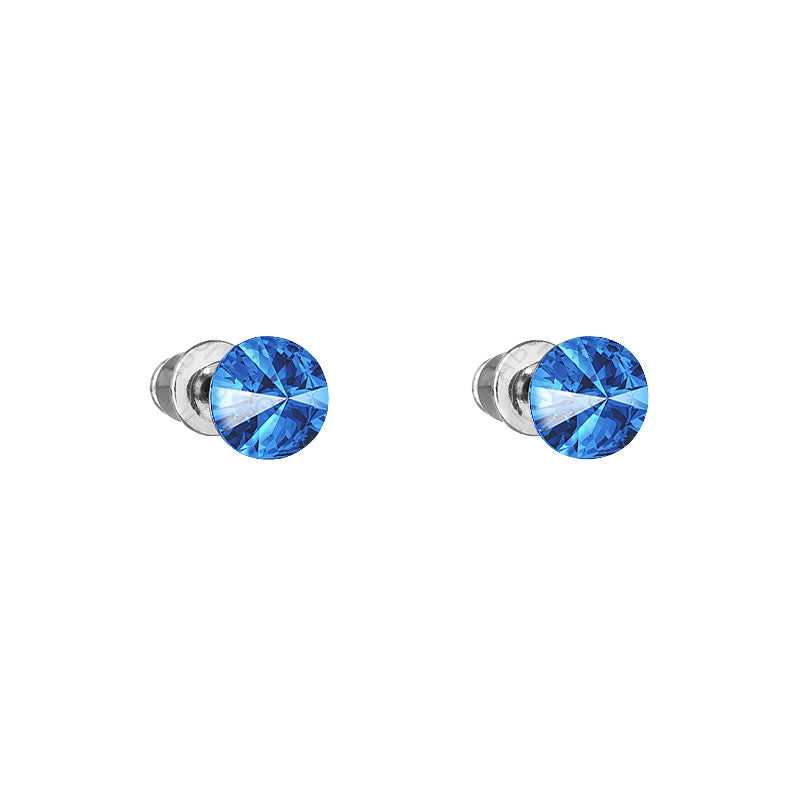 Σκουλαρίκια καρφωτά με κρύσταλλο swarovski 0.6cm χρώμα ζαφείρι (F1098)