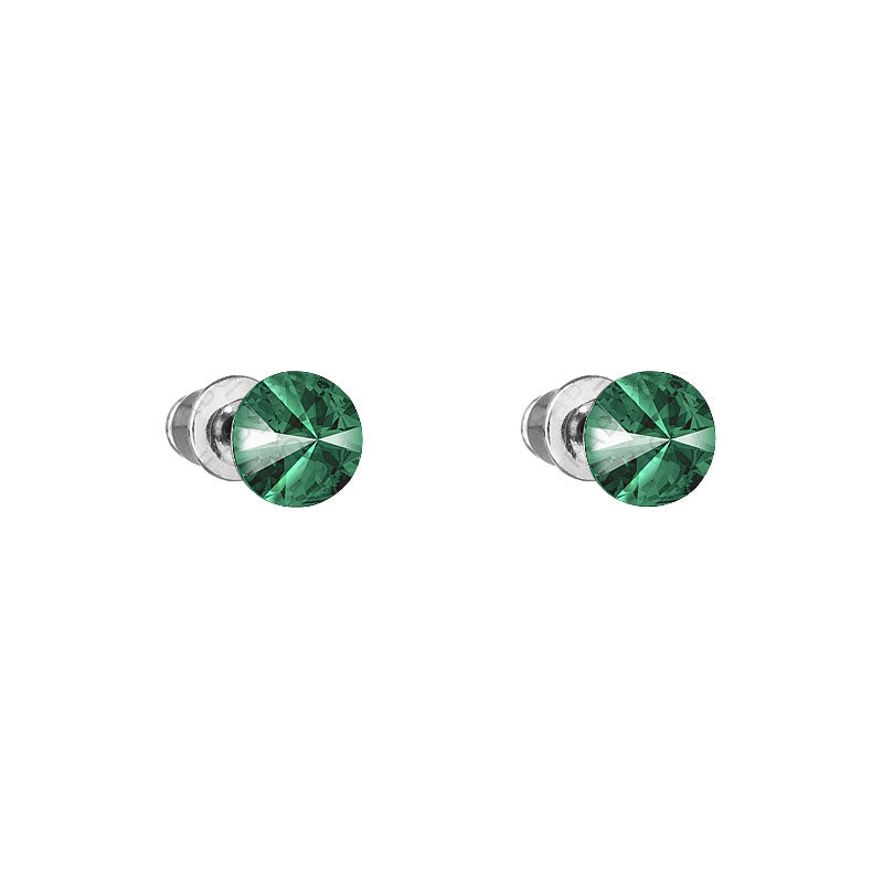 Σκουλαρίκια καρφωτά με κρύσταλλο swarovski 0.6cm χρώμα σμαράγδι (F1099)
