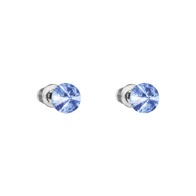 Σκουλαρίκια καρφωτά με κρύσταλλο swarovski 0.6cm ανοιχτό ζαφείρι (F1100)