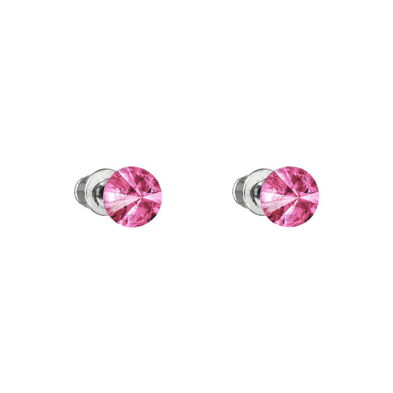 Σκουλαρίκια καρφωτά με ροζ κρύσταλλο swarovski 0.6cm (F1101)