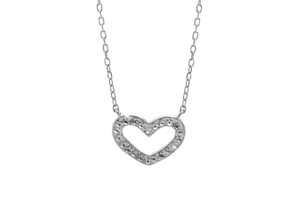 Ασημένιο κολιέ 925 καρδιά με κρύσταλλα Swarovski (J1021)