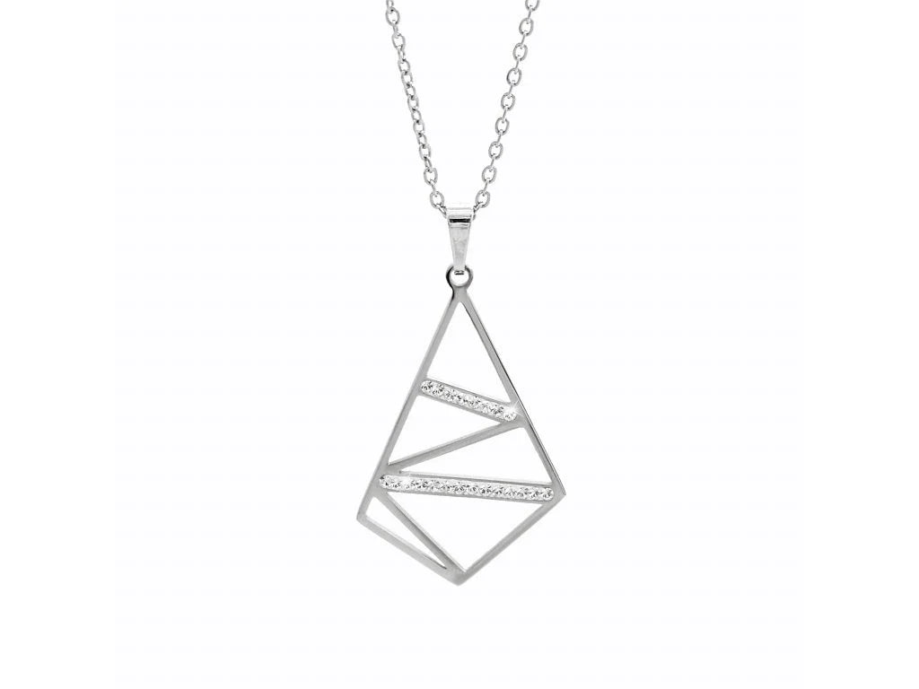 Ατσάλινο κολιέ με κρύσταλλα Swarovski (J1044)