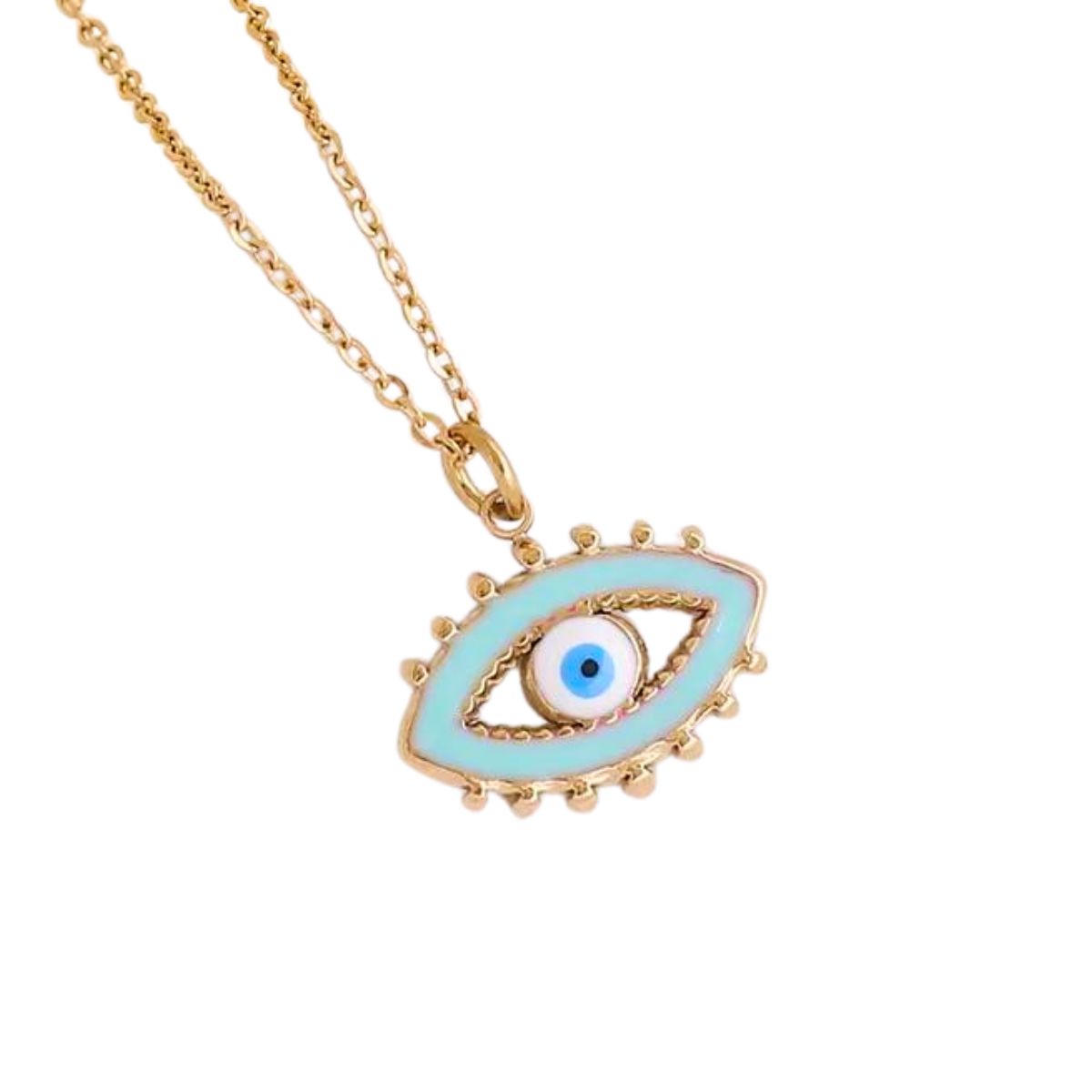 Ατσάλινο κολιέ ματάκι 18k (N1712)