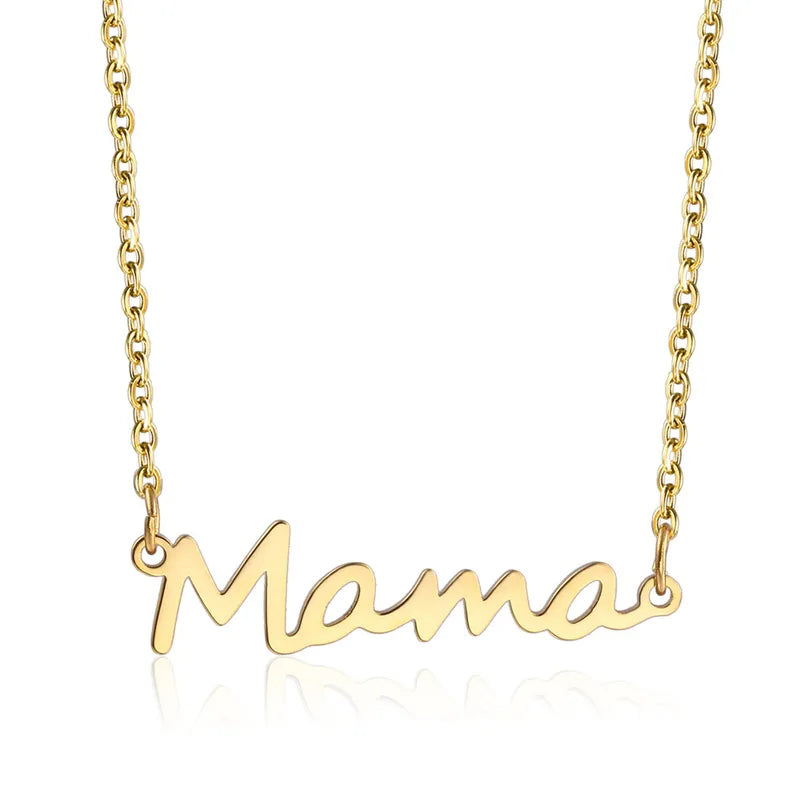 Ατσάλινο Κολιέ “Mama” Χρυσό (N1857)