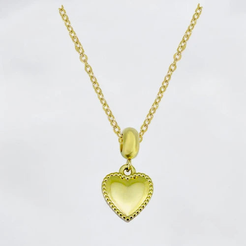 Ατσάλινο κολιέ καρδιά επιχρυσωμένο 18k (N3000)