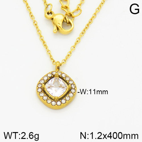 Ατσάλινο κολιέ ροζέτα επιχρυσωμένο (N3150)