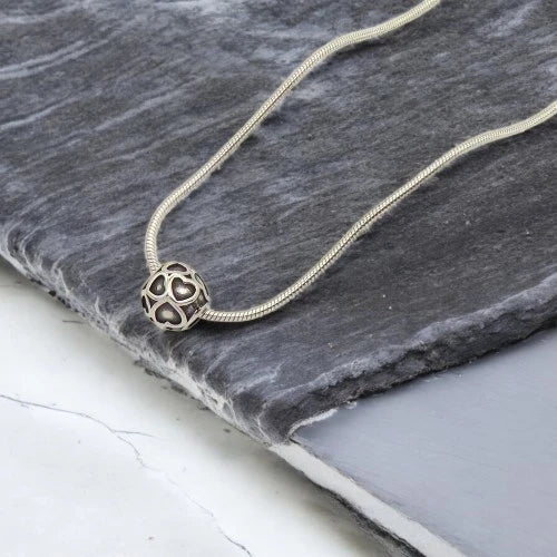 Ατσάλινο Κολιέ με Διακοσμητική Χάντρα σε Σχέδιο Καρδιάς (N3204)