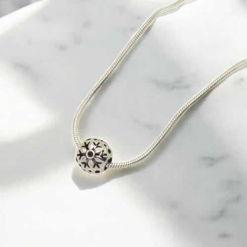 Ατσάλινο Κολιέ με Χάντρα Χιονονιφάδα (N3208)