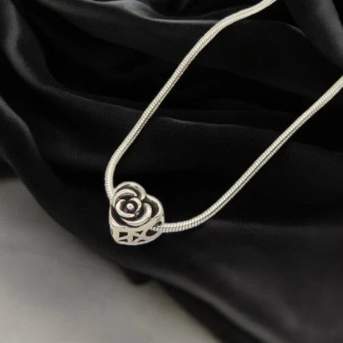 Ατσάλινο Κολιέ με Χάντρα Τριαντάφυλλο (N3209)