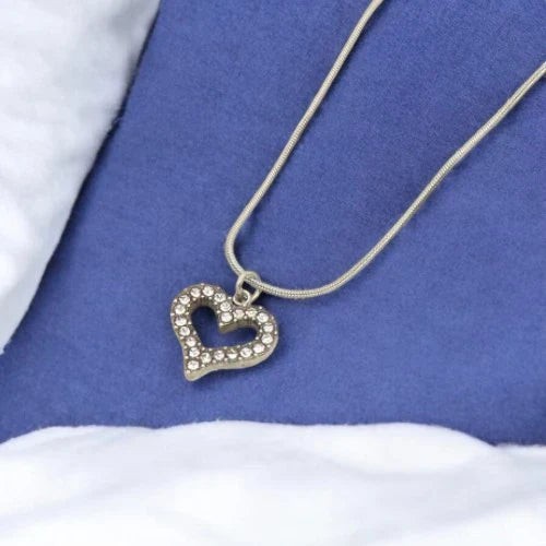 Ατσάλινο κολιέ ασημί καρδιά με ζιργκόν (N3234)