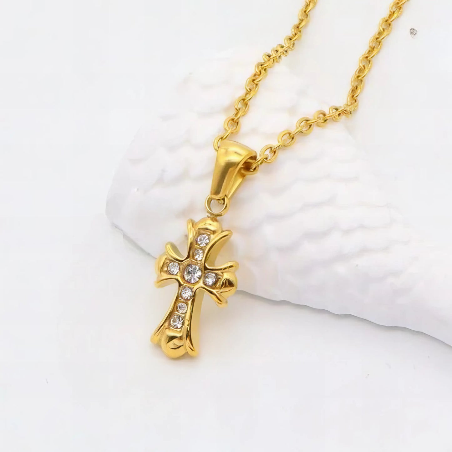Ατσάλινος Σταυρός με Διαφανή Ζιργκόν 1.6cm (N3246)