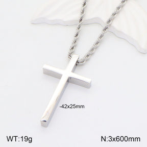 Κολιέ ατσάλι ασημί με σταυρό (N3398)