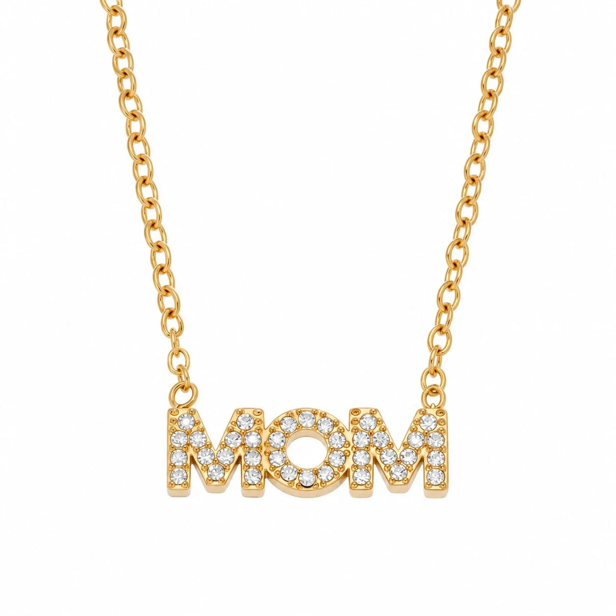 Χρυσό Ατσάλινο Κολιέ 316L Mom με Ζιργκόν (N5032)
