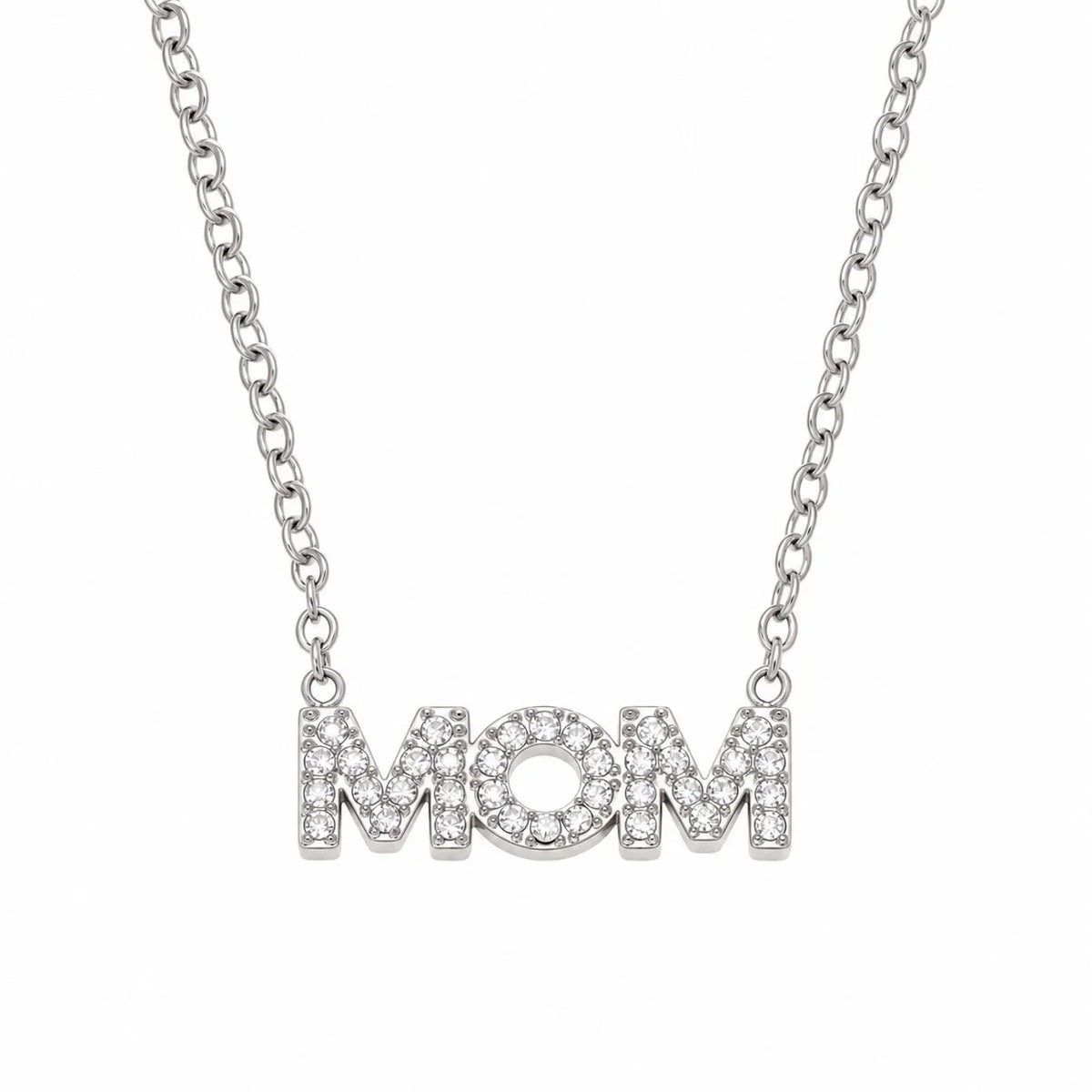 Ασημί Ατσάλινο Κολιέ 316L Mom με Ζιργκόν (N5033)