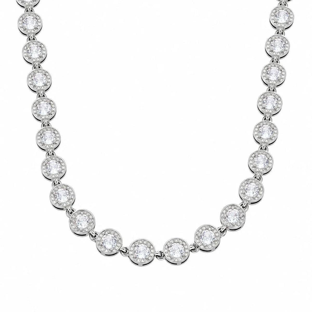 Ασημί Ατσάλινο Κολιέ Choker 316L Διαφανή Ζιργκόν (N5061)