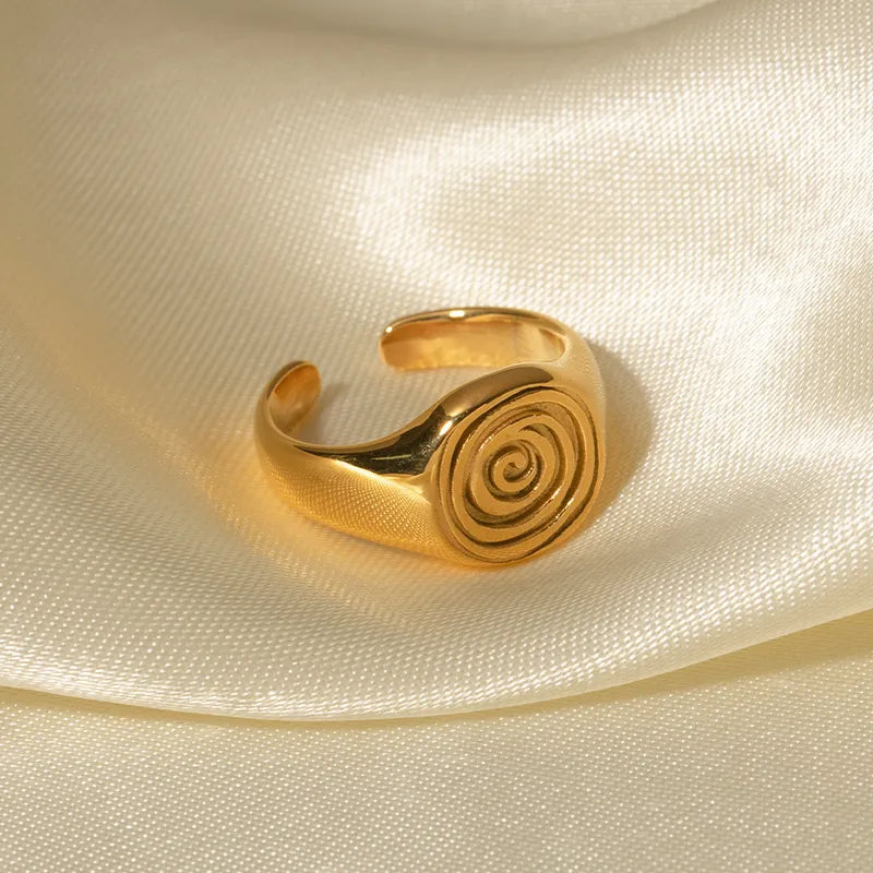 Ατσάλινο δαχτυλίδι σχέδιο σπείρα one size 18k (R1385)