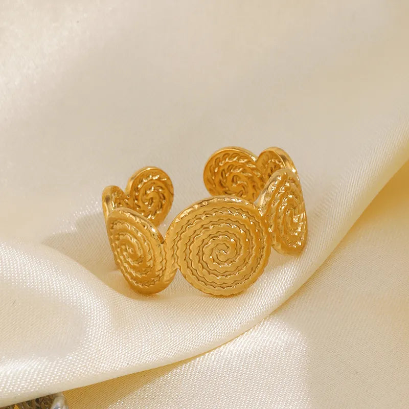 Ατσάλινο δαχτυλίδι σχέδιο σπείρα 18k (R1392)