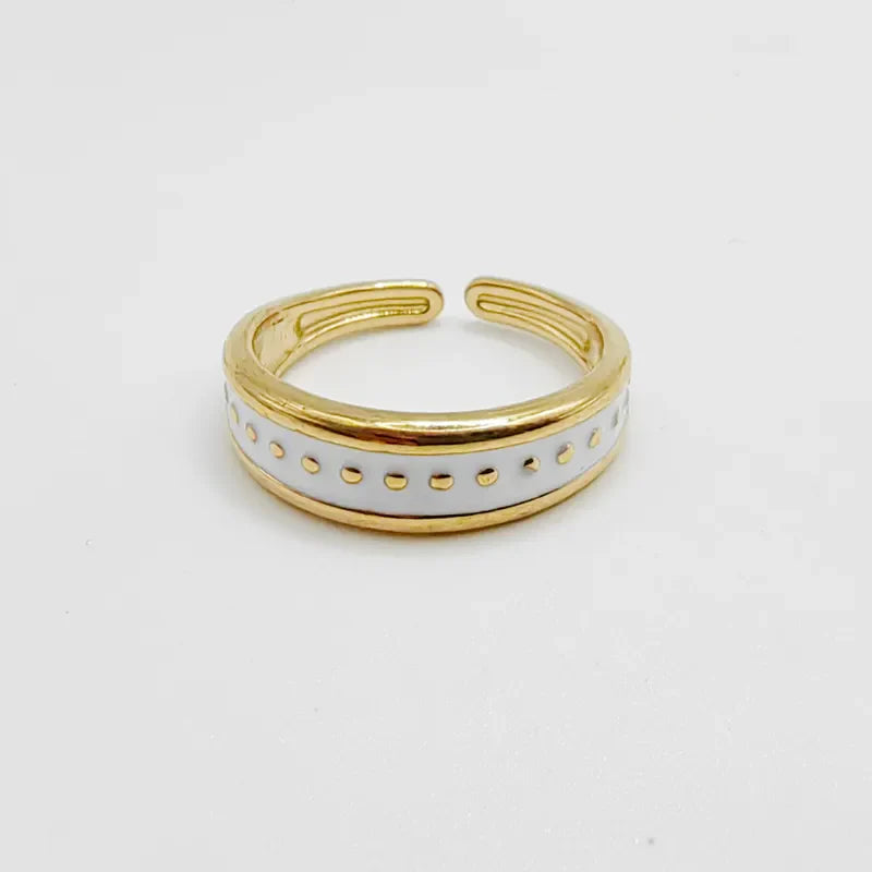 Ατσάλινο δαχτυλίδι με άσπρο σμάλτο 14k (R1395)