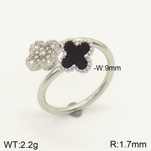 Ατσάλινο δαχτυλίδι τετράφυλλο τριφύλλι χρώμα ασημί (R3008)